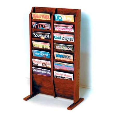 Wooden Mallet Wooden Mallet Cascade Free-Standing 14 Pocket Magazine Rack, Mahogany MR14-FSMH
